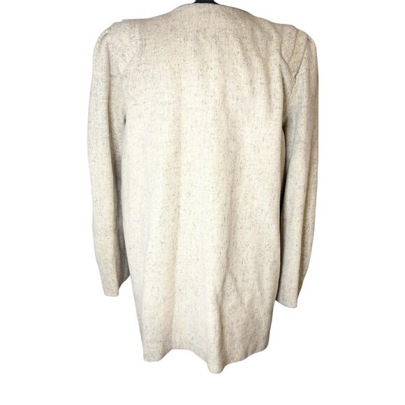 Vintage Mariel Wool Blend Coat 12 Ivory 80s Puff Sleeve Double Breasted USA Made - Picture 8 of 14